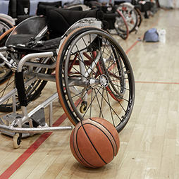 Wheelchair with basketball