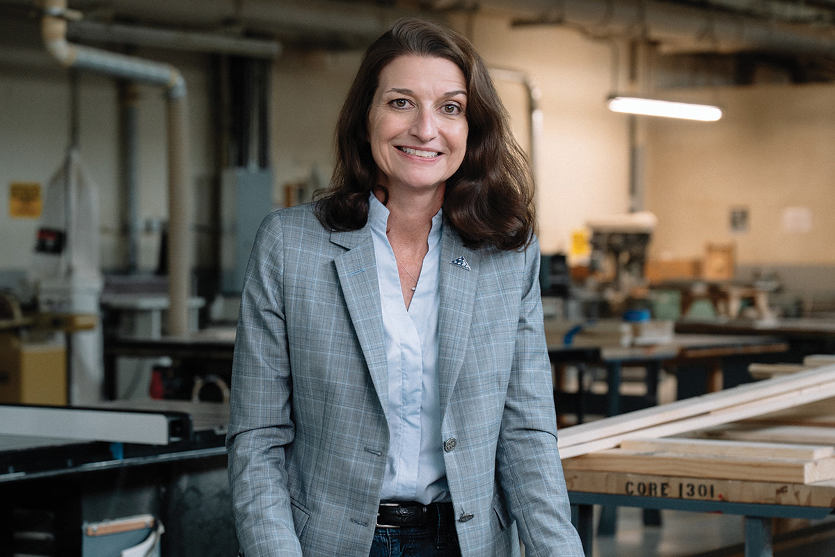 Michelle Davis in construction room