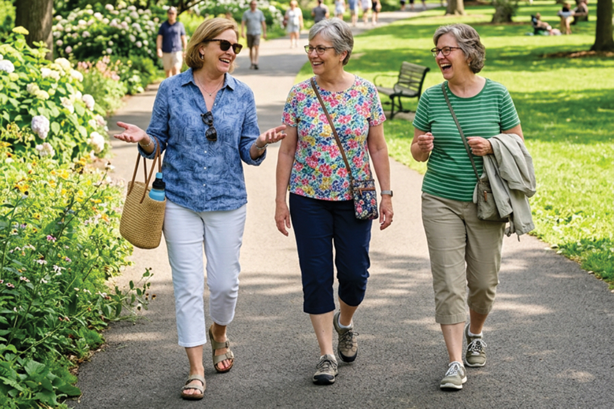 Women walking in the park Women walking in the park