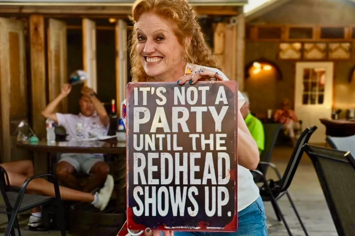 Siobhain with a sign